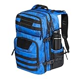 Liyufecor Military Tactical Backpack With 35L Large Army 3 Day Pack Molle Bag Backpacks with Bottle Holder[Blue Water Pattern]