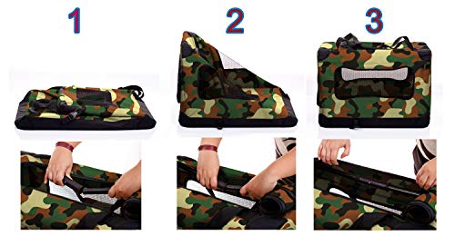 2PET Foldable Dog Crate - Soft, Easy to Fold & Carry Dog Crate for Indoor & Outdoor Use - Comfy Dog Home & Dog Travel Crate - Strong Steel Frame, Washable Fabric Cover (Medium 24in, Disguise Camo)