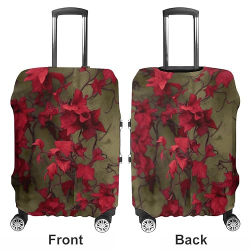 Red Flower Vine Luggage Cover, Elastic Luggage Protector Fits 19-32in Suitcases, Washable & Anti-Scratch Suitcase Cover for Men Women L3