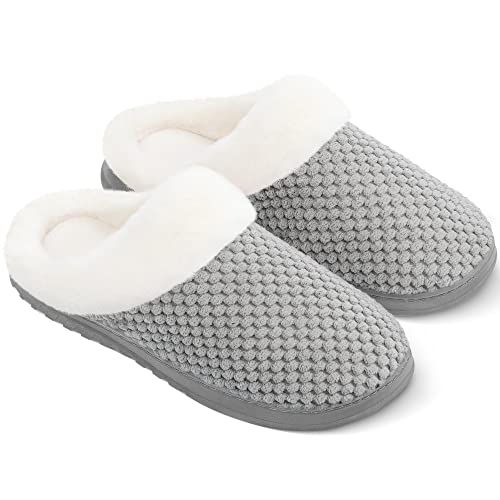 BERGMAN KELLY Women’s Slippers, Memory Foam Indoor/Outdoor House Shoes w/Faux Fur Collar & Raised Texture Design (Bubbles Collection)