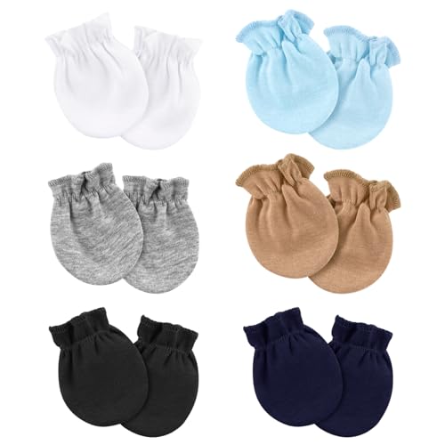 Image of 6 Pairs Baby Mittens Newborn No Scratch Cotton Gloves Baby Hand Mittens for Newborn Baby Boy Girl Infant 0-6 Months