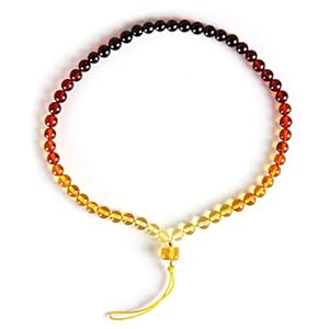 Guptue Natural Baltic Amber Bracelet for Adults (Women/Men)/ Dark Red Color and Lemon yellow Progressive color change/Baltic Amber Rainbow Beads Certified Amber Jewelry