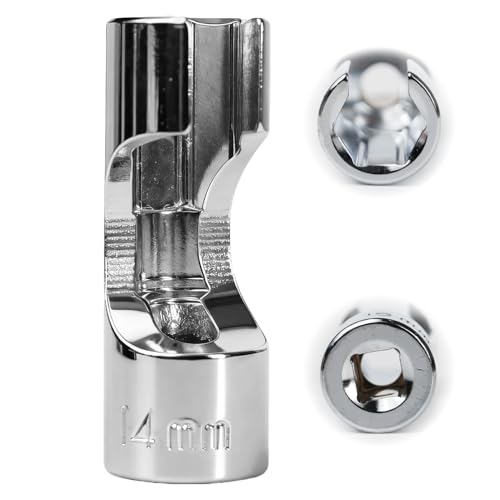 Flewdart douille sonde lambda 3/8 14mm, douille 3/8" 14 mm 6 pans SW14 pour sonde lambda capteurs de température thermostats, CRV acier au chrome vanadium (3/8 14mm)