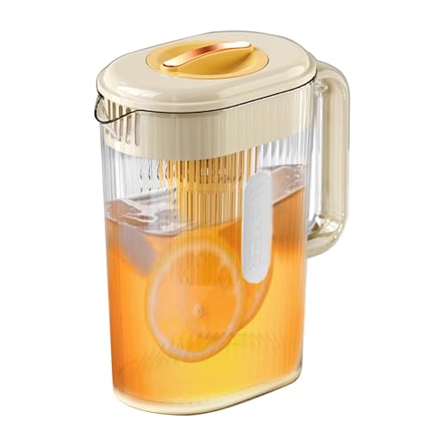 Samuliy Recipiente de té helado, jarra de agua irrompible de 2 litros con tapa, jarra de agua caliente/fría, compartimento de filtro integrado resistente al calor para bebidas heladas y calientes,
