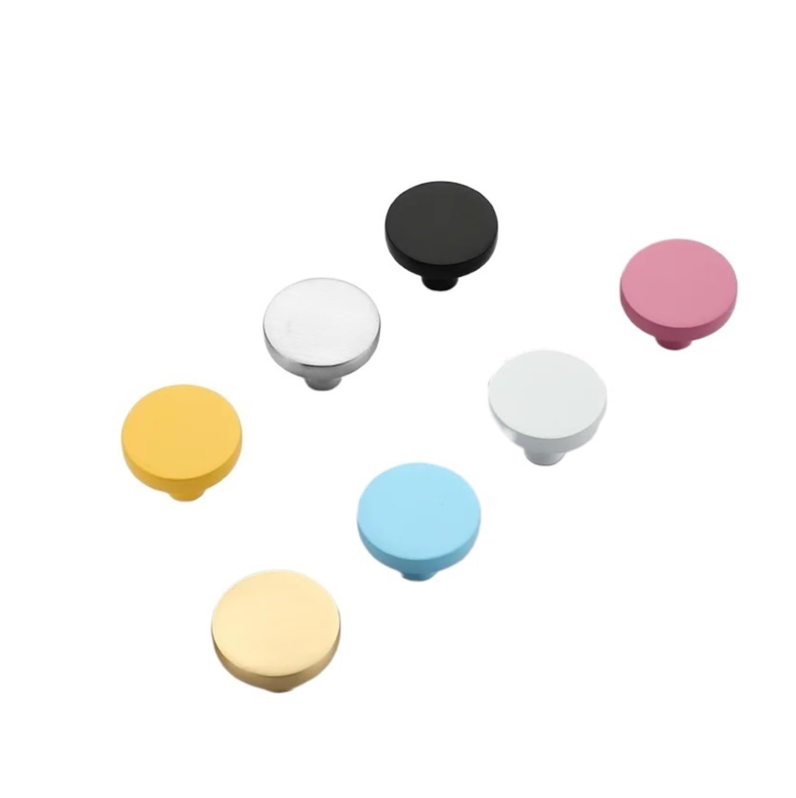 Xavren Round Cabinet Knobs 6pcs Colored Circular Drawer Handle with Screws