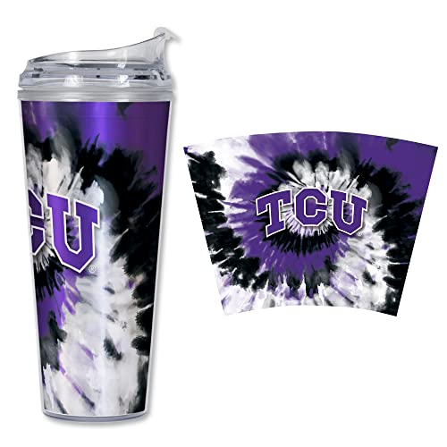 Image of Rico Industries NCAA Glitter 24oz Acrylic Glitter Tumbler with Hinged Lid, Officially Licensed Double Wall Tumbler with Straw