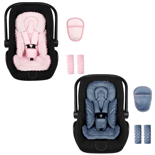 Insertos para asiento de bebé 3 en 1 azul y rosa miniatura 1
