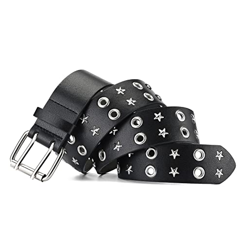 Women's Punk Belt, Black Studded Belt Rock Denim Metal Trendy Belt3