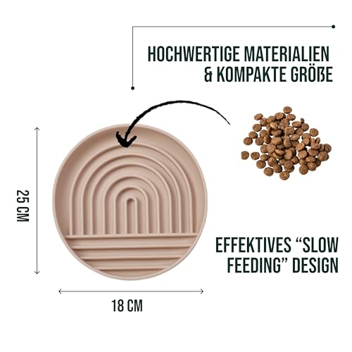 Happilax Antischlingnapf für Hunde – Silikon-Futternapf für langsames Fressen – Fördert Verdauung & mentale Stimulation – Sicher & leicht zu reinigen – 25x4x18 cm, Beige