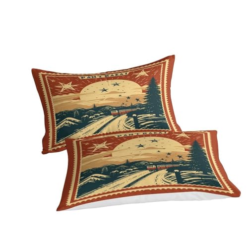 Housse de couette Noël timbre vintage une parure de lit 3 pièces à offrir - 4