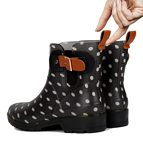 Geweo Gummistiefel Damen Halbhoch Chelsea Herren Wasserdicht Regenstiefel Frauen Atmungsaktiv Stiefel Gummi Kurzschaft Flach Dicke Sohle Arbeitsstiefel Dalmatians Gr. 38
