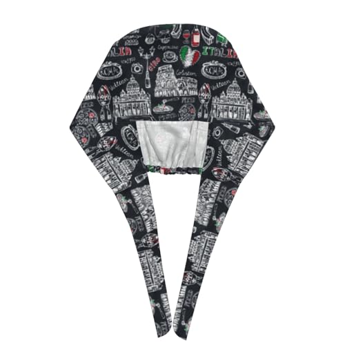 Image of Working Cap Scrub Cap with Sweatband Adjustable Unisex Women Tie Back Hat Nurse Surgical Caps