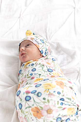 Image of Copper Pearl Baby Beanie Hat Top Knot Stretchy Soft Isabella