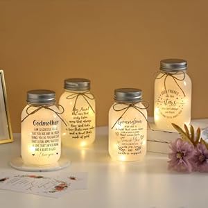 Mason Jar Lights for Godmother Godmother Birthday Gift Mason Jar with 10 Warm Lights Thanksgiving Godmother Gift Home Decor Gifts for Godmother