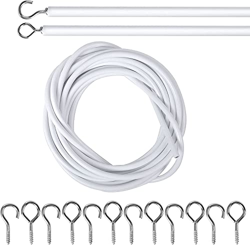 Quercos. Espiral visillos- Gusanillo para Cortinas- Alambre de Cortina- Cable para Cortina- Accesorios para Cortinas con Ganchos y hembrillas. para visillos y Cortinas Ligeras (3 MT)