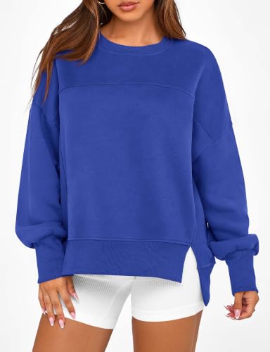 BTFBM Womens Crewneck Sweatshirts Fleece Pullover,L,Royal Blue - image 2