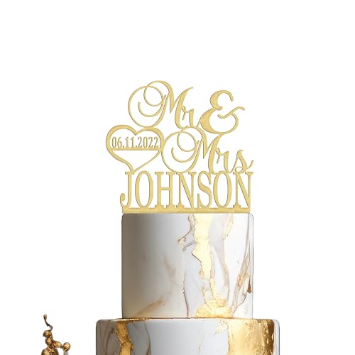 Mr and Mrs Cake Topper for wedding, Last name and date topper, Personalized cake topper, rustic toppers for cake, Wooden Bride & Groom Mr Mrs Heart Customized Wedding topper