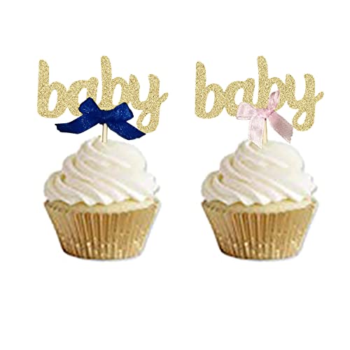 30Pcs Navy And Blush Gender Reveal Cupcake Topper Navy And Pink Girl Or Boy Gender Reveal Baby Shower Party Supplies Decorations #TOP7