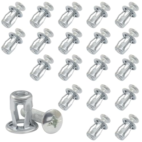 PHITUODA 20 Pack M6*25 Hollow Wall Anchors, Heavy Duty Cavity Fixing Anchors, Secure Fixings for Thin Walls/Aluminium Cladding Sheet/Steel Pipe/Iron Sheet/Hollow Plastic Sheet(M6 x 1
