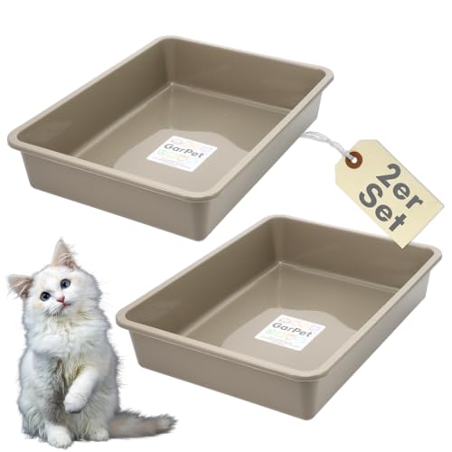 2er Set Katzenklo Katzentoilette offen ohne Deckel Katzen Schalentoilette Klo Toilette Zubehör Doppelpack Sparpaket Katzentoiletten