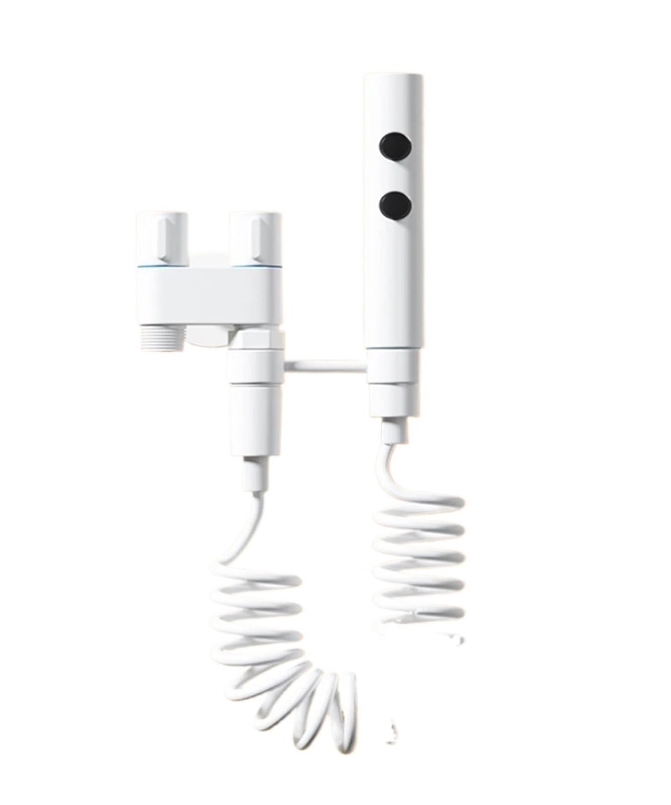 Grifo de baño, Ducha higiénica for baño, cabezal de ducha bidé, válvula ángulo doble salida, pulverizador limpieza agua uno en dos(Bianco)