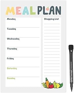 Magnetic A4 Weekly Meal Planner and Shopping List for Fridge, Whiteboard or Office with Dry Erase Jungle Design - Get Organised and Reduce Stress