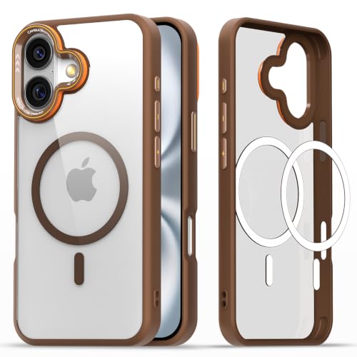 Image of Pikkme Back Cover for iPhone 17 | Shockproof | Mag-Safe Compatible | Hard Transparent Back | Premium Raised Camera Protection | Bumper Case (Brown Mag-Safe)