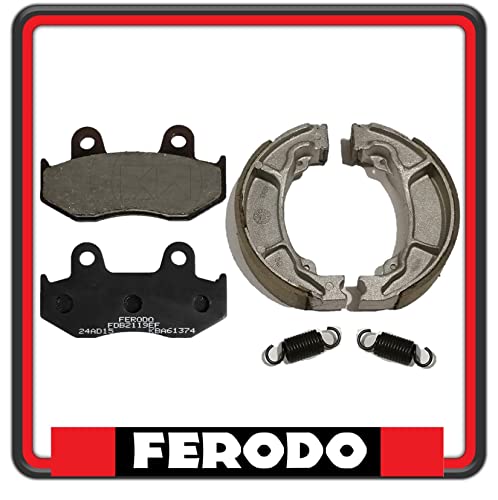  KIT PASTIGLIE PASTICCHE FRENO FRENI + GANASCE FRENO FERODO ANTERIORI E POSTERIORI COMPATIBILI PER HONDA SH 125 FINO AL 2007 - HONDA SH 150 FINO AL 2008