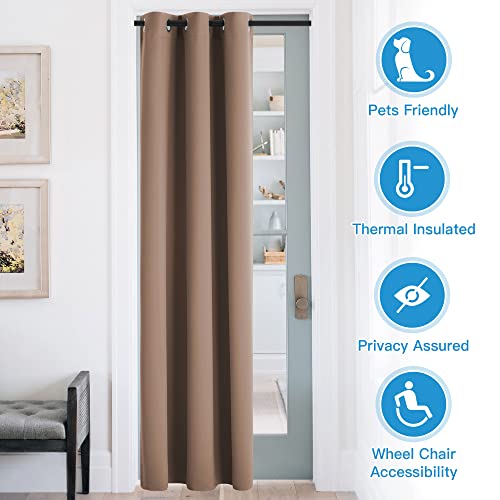 Image of RYB Home Blackout Curtains Thermal Insulating Privacy Temporary Door Curtains for Bedroom Closet Doorway Accordion Door Interior Living Room Kids Nursery Dining, Wide 60 x Long 90 inch, Cappuccino