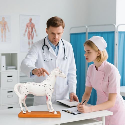 Simedutech Horse Anatomy Model with Acupuncture Points - Veterinary Teaching Tool, Detailed PVC Organ Model for Acupuncture, Moxibustion & Vet Training