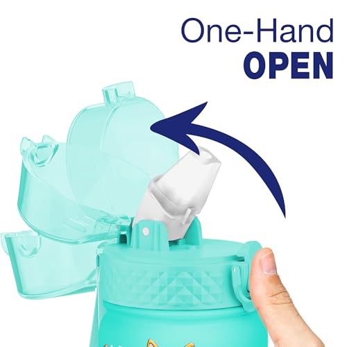 GOPPUS 550ml/18oz Kids Insulated Water Bottle with Straw Cute Double Wall Stainless Steel Child's Small Flask Vacuum Insulated Steel Metal Leak Proof Drink Flask Boys Toddler Girls Flask BPA-Free - Image 2