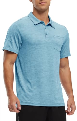 Image of Rdruko Men's Polo Shirts Short Sleeve Quick Dry Outdoor Golf Sports Shirts with Pocket