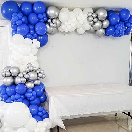 Image of Voircoloria 130pcs Royal Blue Balloons Different Sizes 18 inch 12 inch 10 inch 5 inch Party Latex Balloons for Birthday Graduation Baby Shower Anniversary Nautical Party Decorations