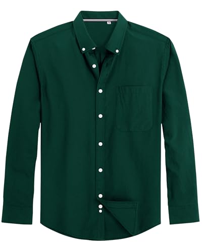 Image of J.VER Men's Oxford Shirt Solid Casual Button Down Collar Shirts Long Sleeve Dress Shirts with Pocket