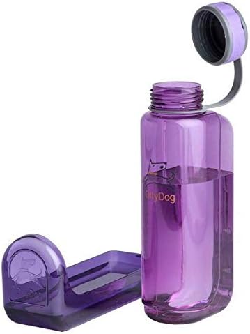 OllyDog OllyBottle Portable Dog Water Dispenser Bottle for Travel with Bowl Non-Toxic BPA Free, Plum, 1 L