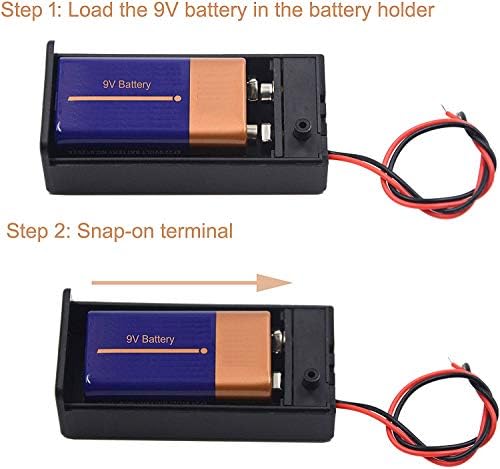 GTIWUNG 6PCS 9 Volt Battery Holder with Switch, 9V Battery Case with Switch, 6PCS 9V Battery Clips Connecter with Bare Leads and Hard Shell (Type I)