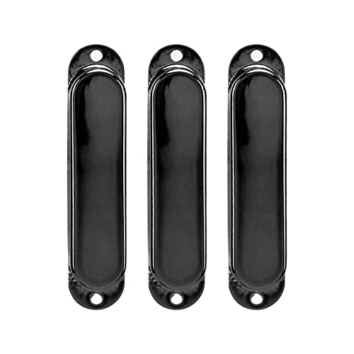 エレキギターシングルコイルピックアップカバー、銅ピックアップカバー3個セット、強化i用銅l、ノイズリダクション付きInlギター用 (黒)