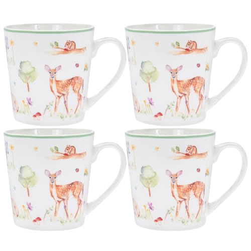Image of The Leonardo Collection LP94484 Woodland Wildlife Mugs (Set of 4), Fine China, Boxed