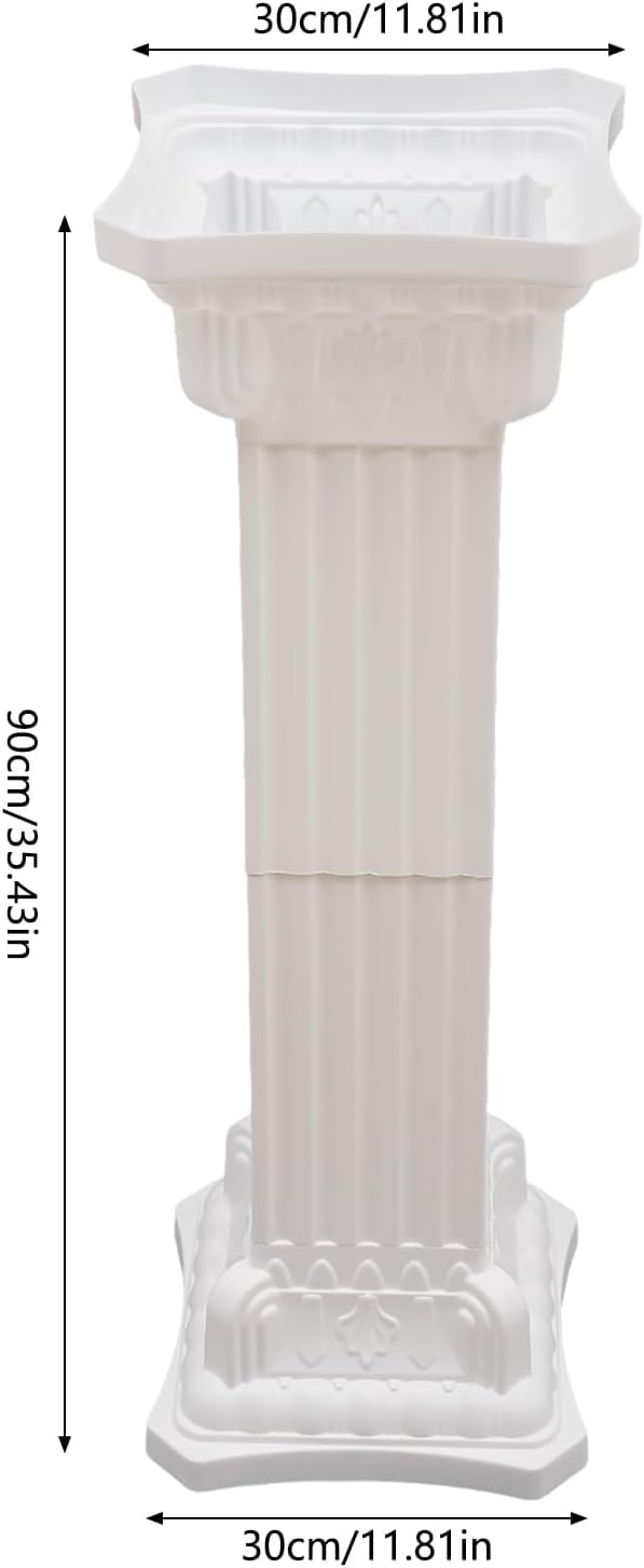 4 Colonne Romane Bianche Alte 88 Cm (2,9 Piedi) per Matrimoni - Pilastri Decorativi per Matrimoni, Feste Ed Eventi - Eleganti Piedistalli Floreali per Centrotavola Mozzafiato White