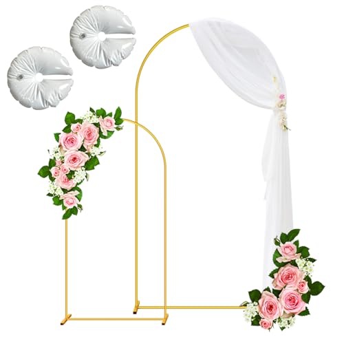 YOHAWJAN Gold Metal Arch Backdrop Stand Set of 2, 7.2FT & 6FT, Wedding & Party Arch Kit