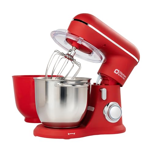 Kitchen in the box Robot Pâtissier, 4.5L+5L 2Bols Robots de Cuisine, 10 Vitesses Batteur Electrique Cuisine, 1300W Pétrin Professionnel avec Fouet, Batteur,...