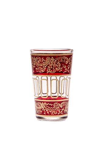 Orientalische verzierte Teegläser Set 6 Gläser lamia Rot Gold | Marokkanische Tee Gläser Set 6 teilig Deko orientalisch… – Bild 4