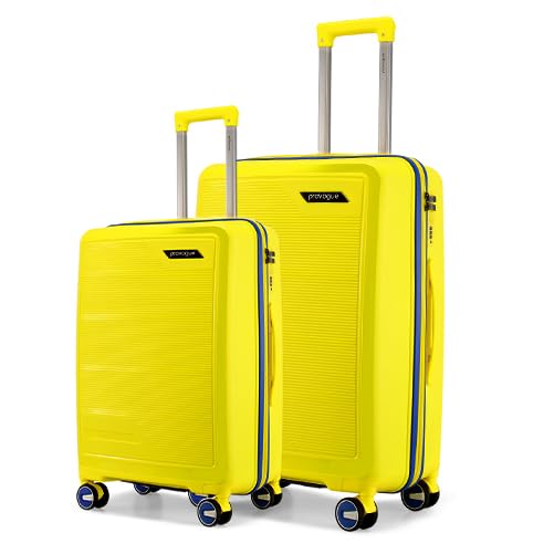 Image of Provogue Spectrum Hard-Sided PP Trolley Bag Set of 2 | Expandable Space with 8 Wheels Trolley Bags for Travel | Lightweight with Combination Lock | 5 Year Warranty (Sundrip Yellow)