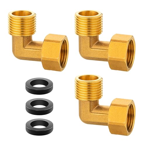 3 piezas de latón resistente de 1/2 pulgada 90 grados de rosca macho a hembra para uso doméstico de tuberías de agua