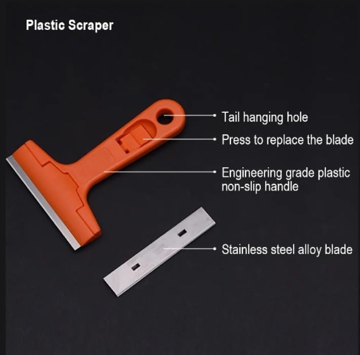 Ncry Glass Scraper Razor Blade,Paint Scraper,Window scraper for Remover Tool Remove Surface Stains,Paint,Automotive Glass Film(1Handle + 5 Pack Replacement Blades)