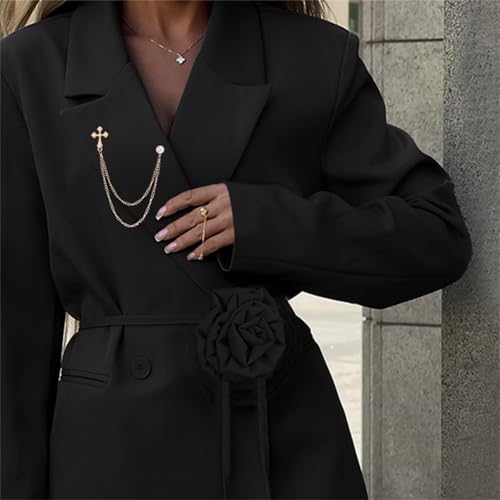Image of 2PCS Crystal Hanging Chain Brooch Suit Pin for Men Women Vintage Crown Cross Star Diamond Broochs Gold and Silver Wedding Brooch for Clothes Dress Hats Bags Accessory