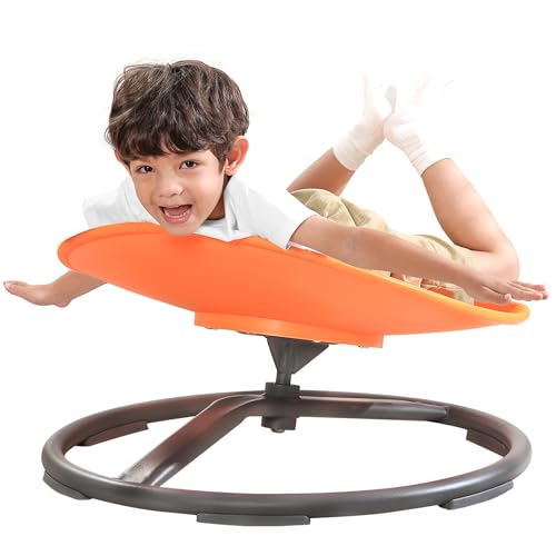 Image of BABAMU Spinning Chair for Autistic Kids, Sensory Swivel Chair, 220LBS Weight Capacity, Autism Sensory Products, Autism Toys, Sensory Toy (Orange, Egg)