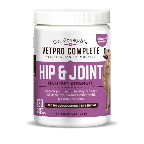 VetPro Dog Hip and Joint Supplement - Pain and Inflammation Relief Chews with Glucosamine, Chondroitin, MSM, Turmeric, Vitamin C, Omega 3 - Treats Hip Dysplasia, Arthritis - Dogs Chewable Supplements
