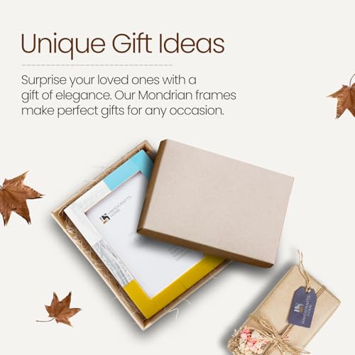Image of Handicrafts Home 4x6 Picture Frames Pack of 2 - Mondrian Collection Handcrafted Photo Frames, Perfect for Wall & Tabletop Display, Ideal Home Decor Gift