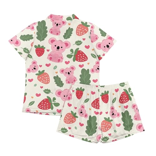 Image of Pjs Womens Short Sleeve Button Down Pajamas Set Two-Piece Nightwear with Pockets
